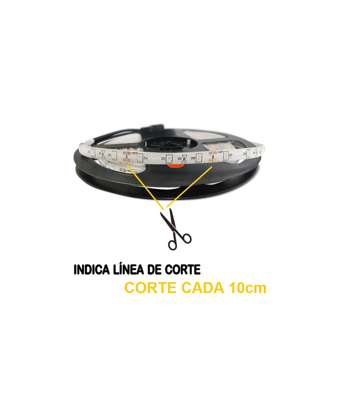 Tira LED RGB 12V DC 60LED/m 5m IP65 Ancho 10mm Corte cada 5cm