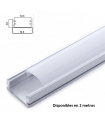 Perfil de Aluminio Superficie con Difusor para Tiras LED hasta 12,3mm
